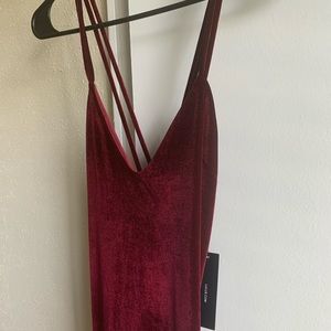 Burgundy Velvet Mini Dress, Never worn, Size M
